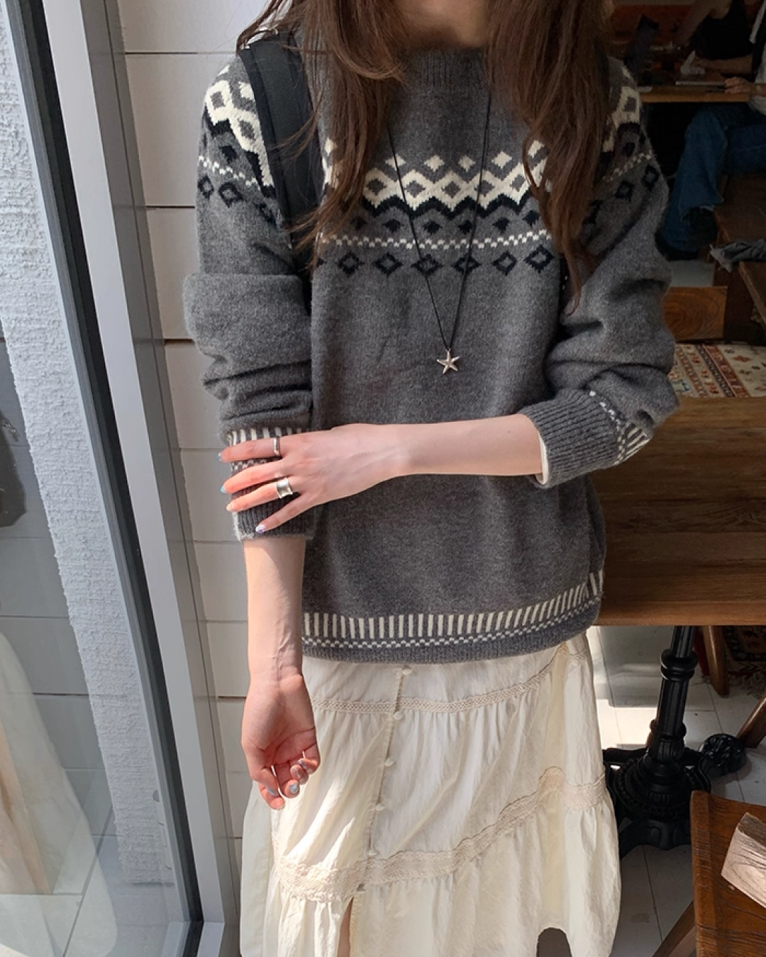 Nordic Pattern Knit Sweater B0024