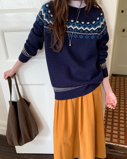Nordic Pattern Knit Sweater B0024