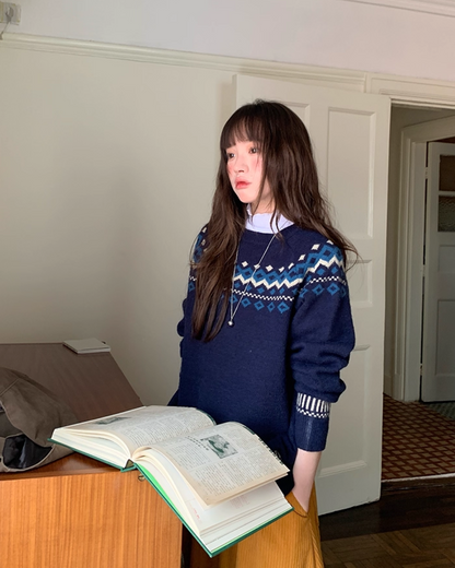 Nordic Pattern Knit Sweater B0024
