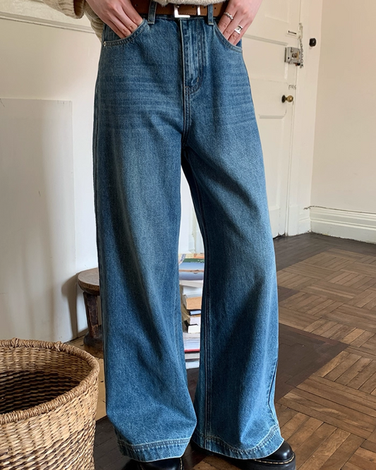 Wide Straight Denim Pants B0025