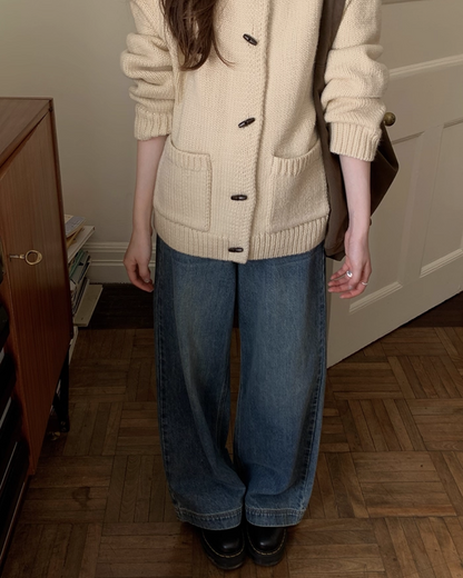 Wide Straight Denim Pants B0025