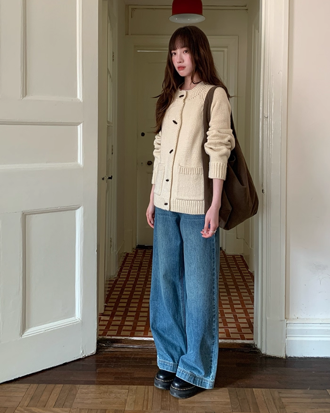 Wide Straight Denim Pants B0025