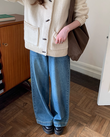 Wide Straight Denim Pants B0025