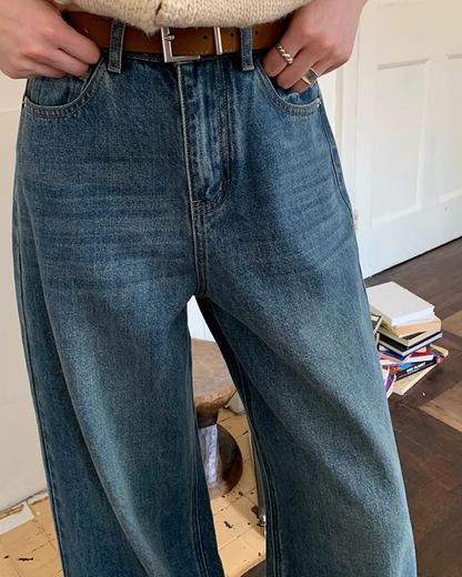 Wide Straight Denim Pants B0025