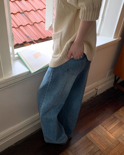 Wide Straight Denim Pants B0025
