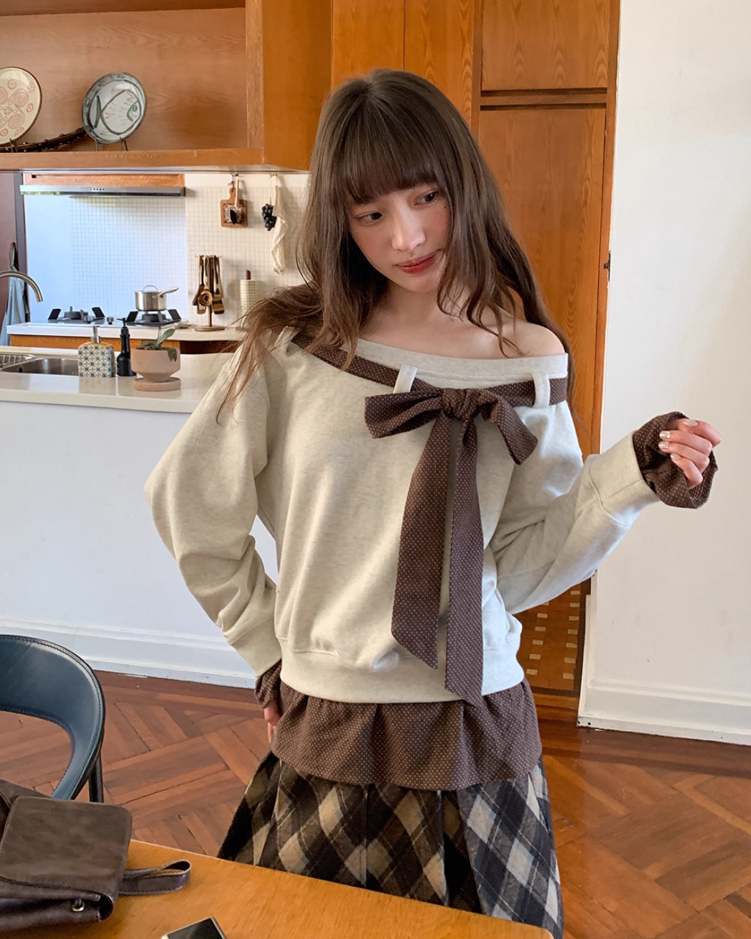 Ribbon Layer Sweatshirt BU0032