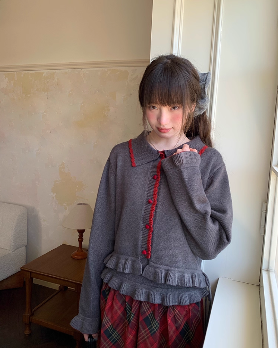 Ribbon Knit Camisole&Cardigan BU0050