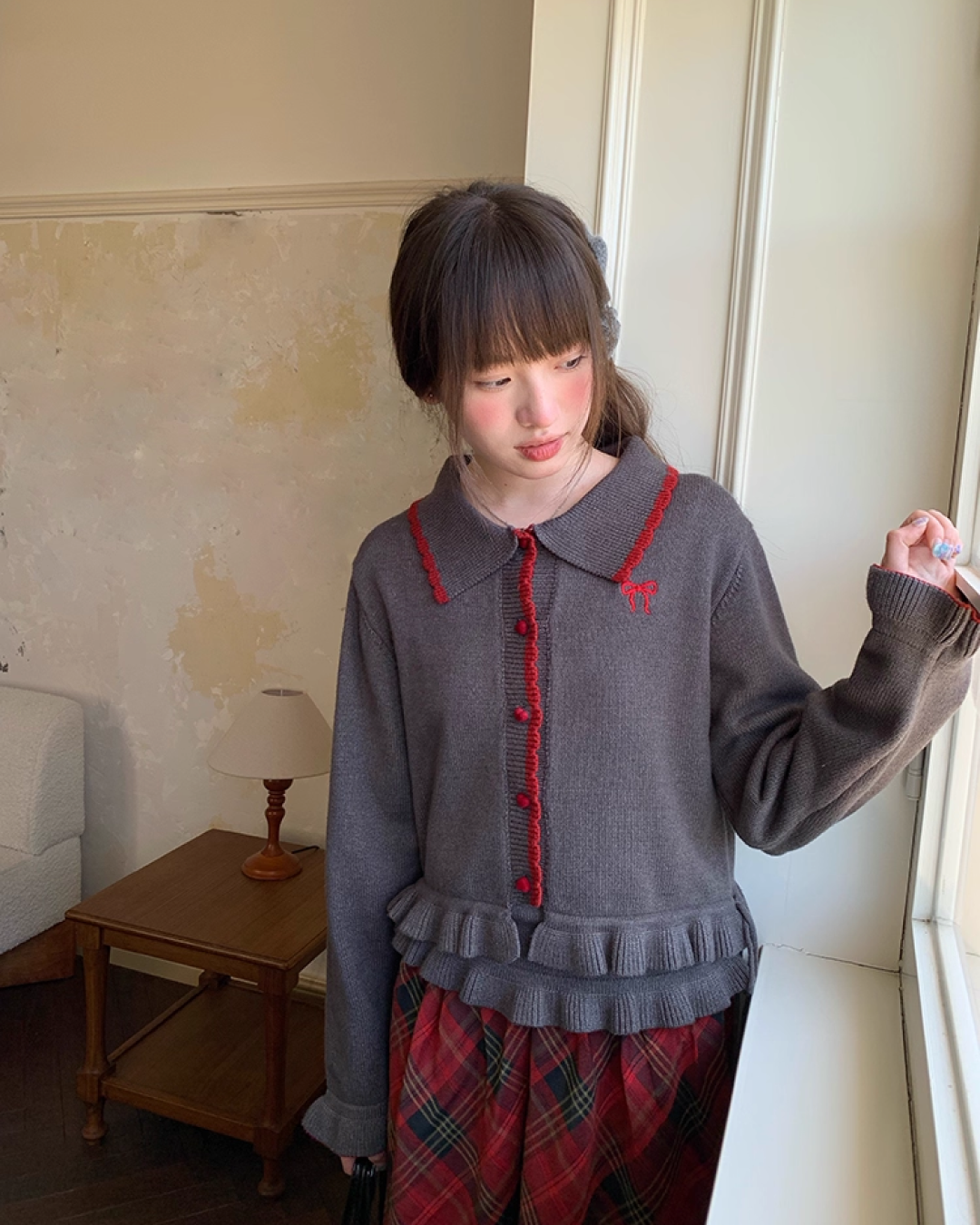 Ribbon Knit Camisole&Cardigan BU0050