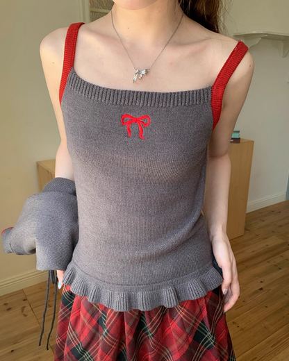 Ribbon Knit Camisole&Cardigan BU0050