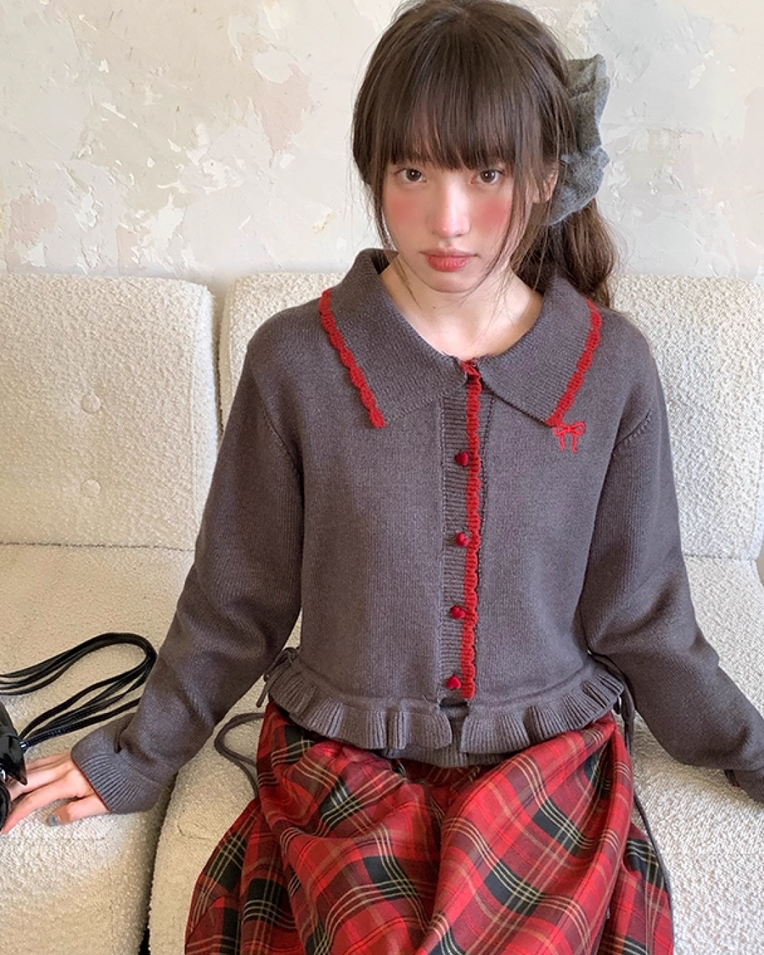 Ribbon Knit Camisole&Cardigan BU0050