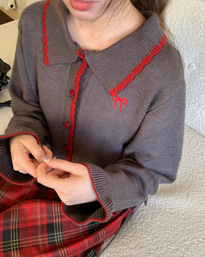 Ribbon Knit Camisole&Cardigan BU0050