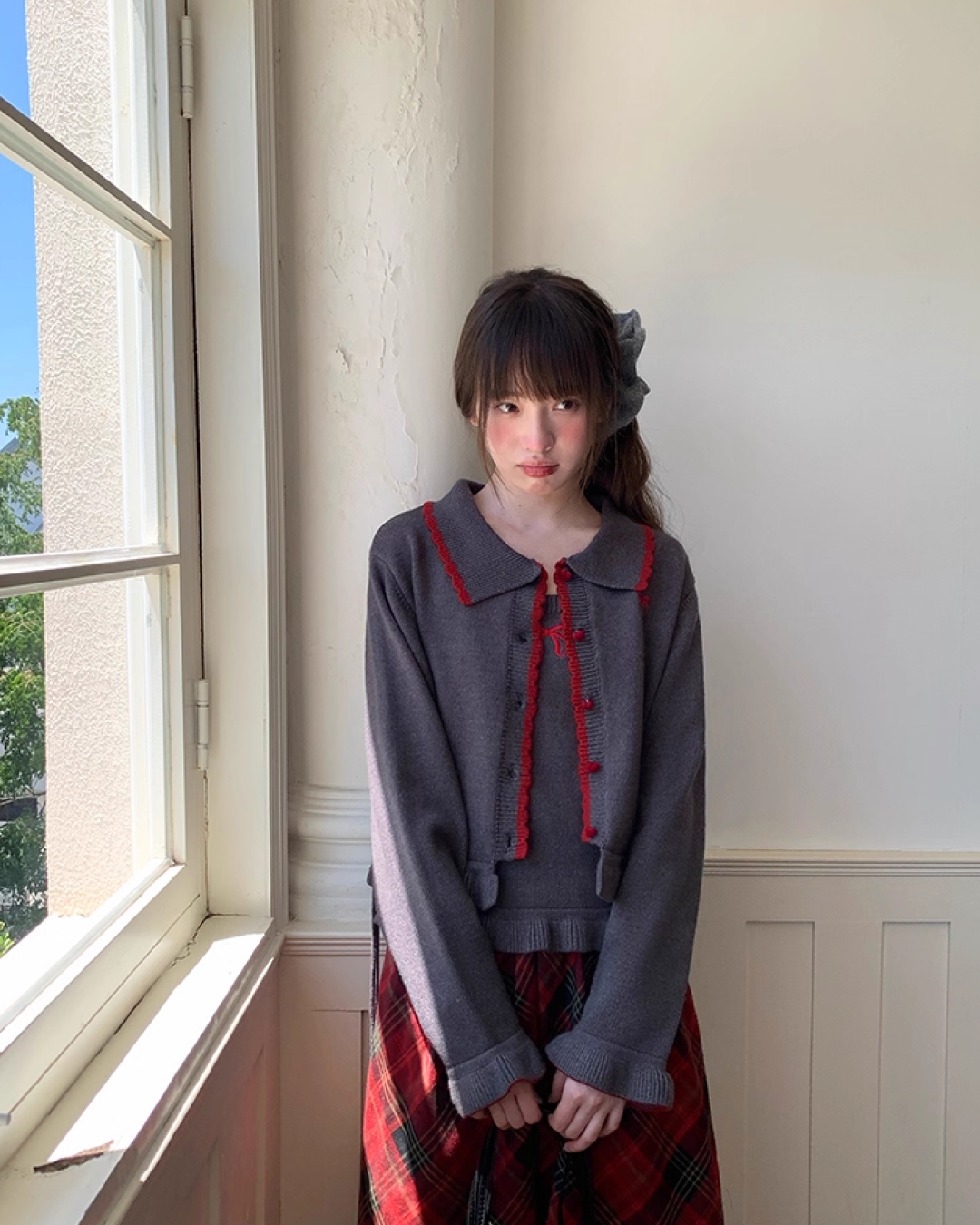 Ribbon Knit Camisole&Cardigan BU0050