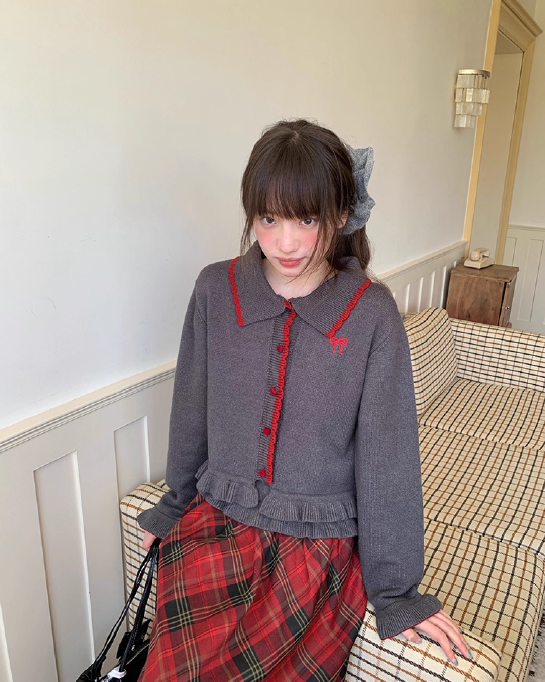 Ribbon Knit Camisole&Cardigan BU0050