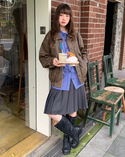 Pleats Middle Skirt BU0009