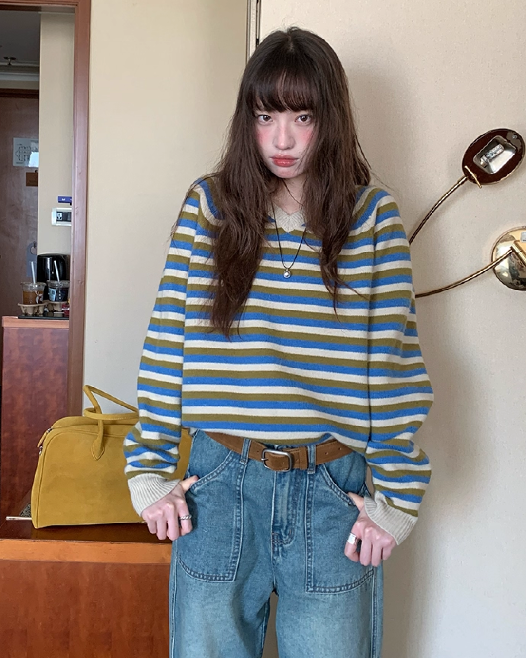 V-neck Border Knit BU0039