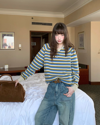 V-neck Border Knit BU0039