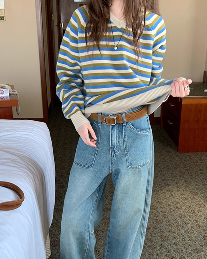 V-neck Border Knit BU0039