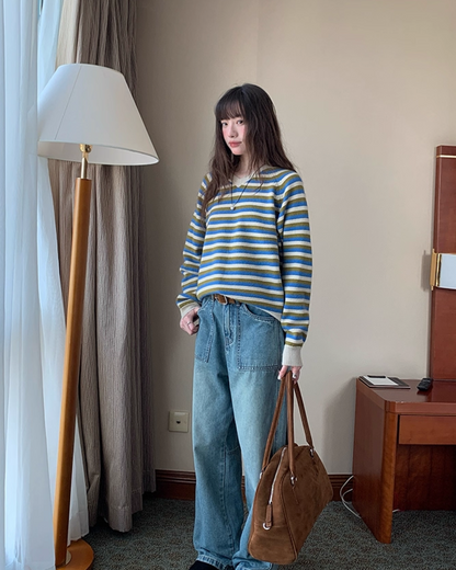 V-neck Border Knit BU0039