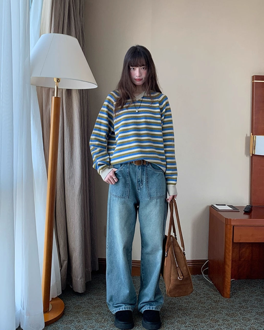 V-neck Border Knit BU0039