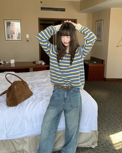 V-neck Border Knit BU0039