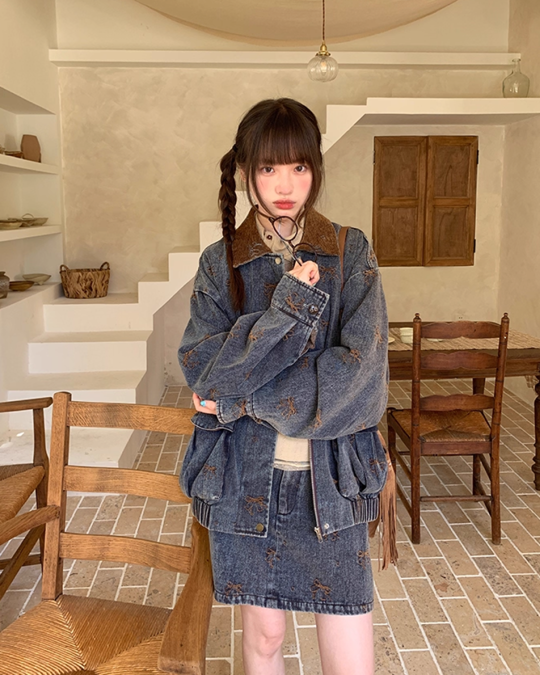 Ribbon Design Denim Matching cloth BU0041