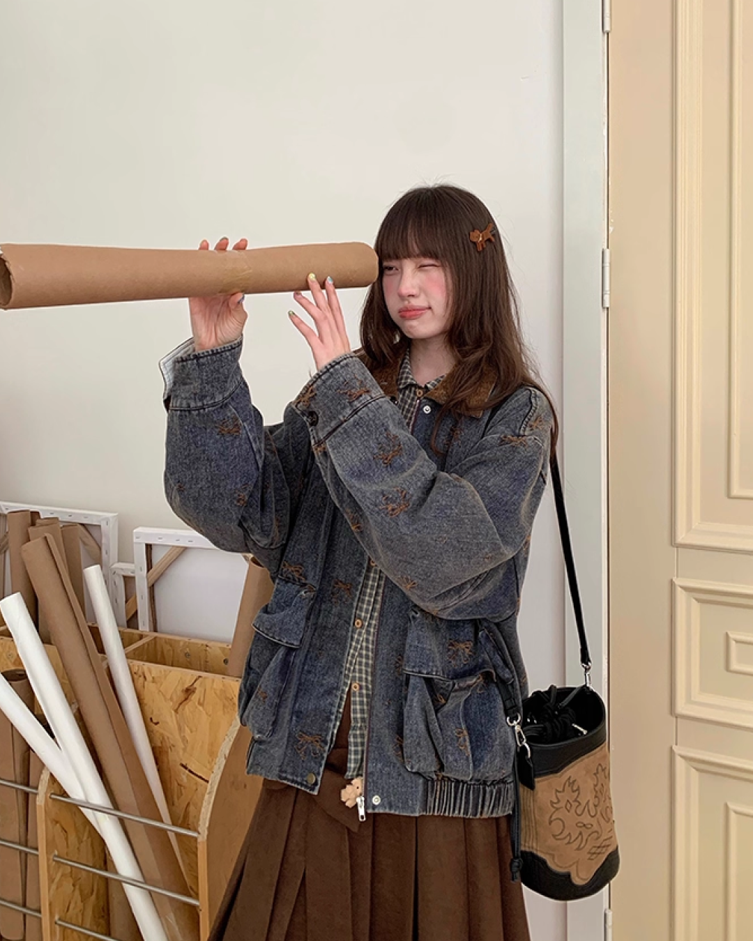 Ribbon Design Denim Matching cloth BU0041