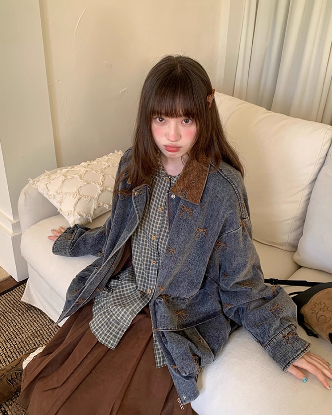 Ribbon Design Denim Matching cloth BU0041