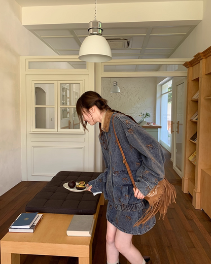 Ribbon Design Denim Matching cloth BU0041