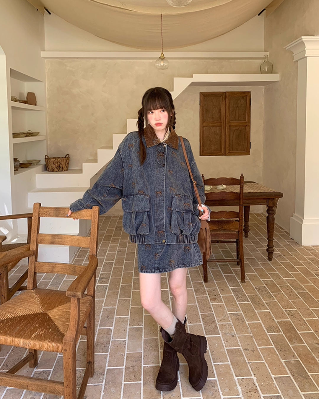 Ribbon Design Denim Matching cloth BU0041