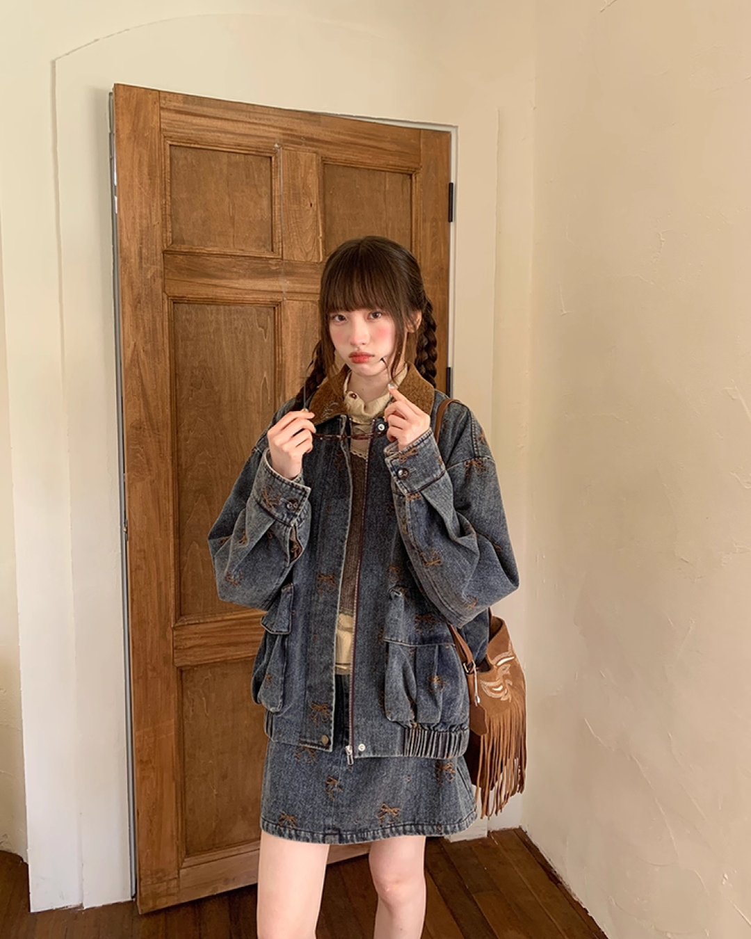 Ribbon Design Denim Matching cloth BU0041