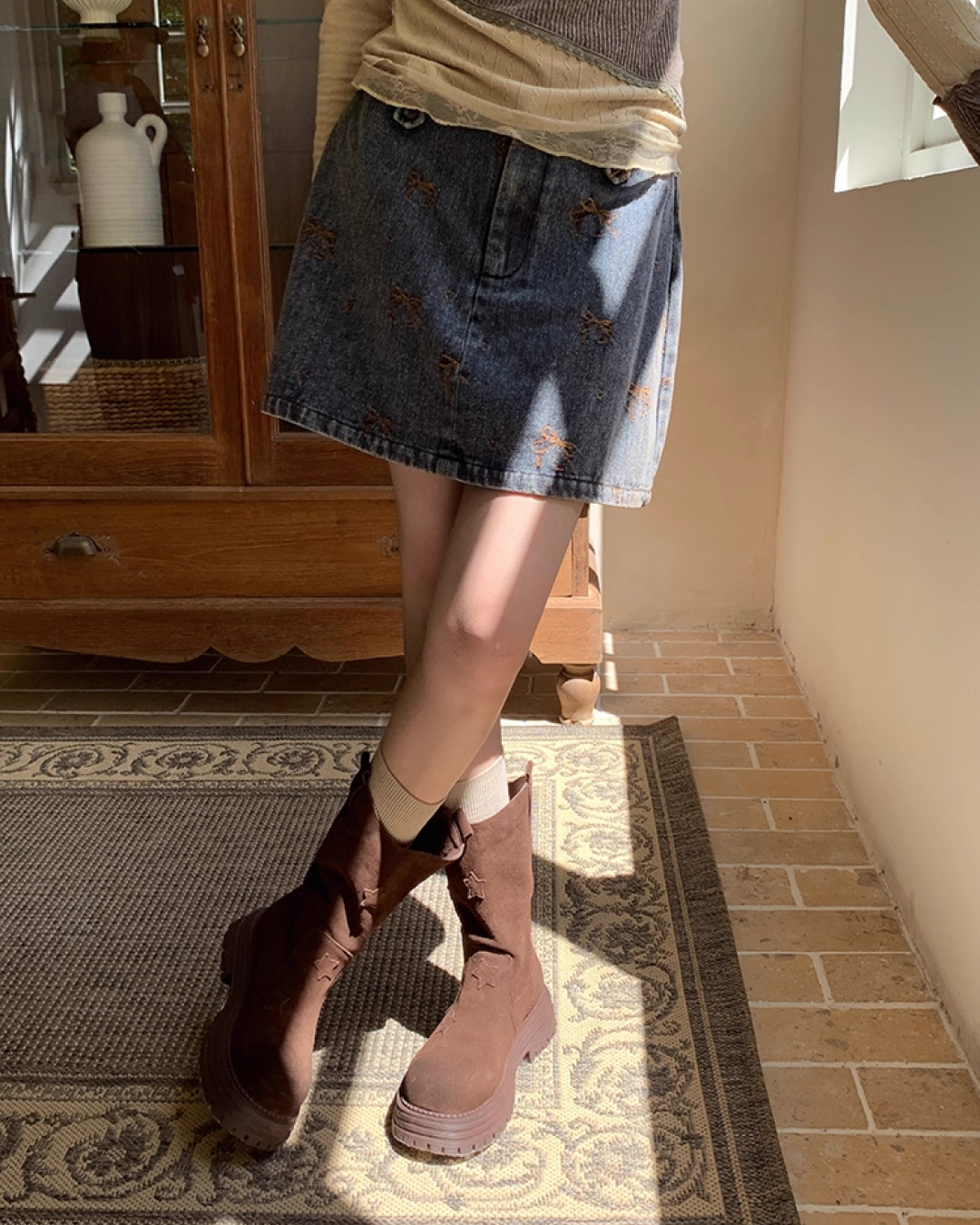 Ribbon Design Denim Matching cloth BU0041