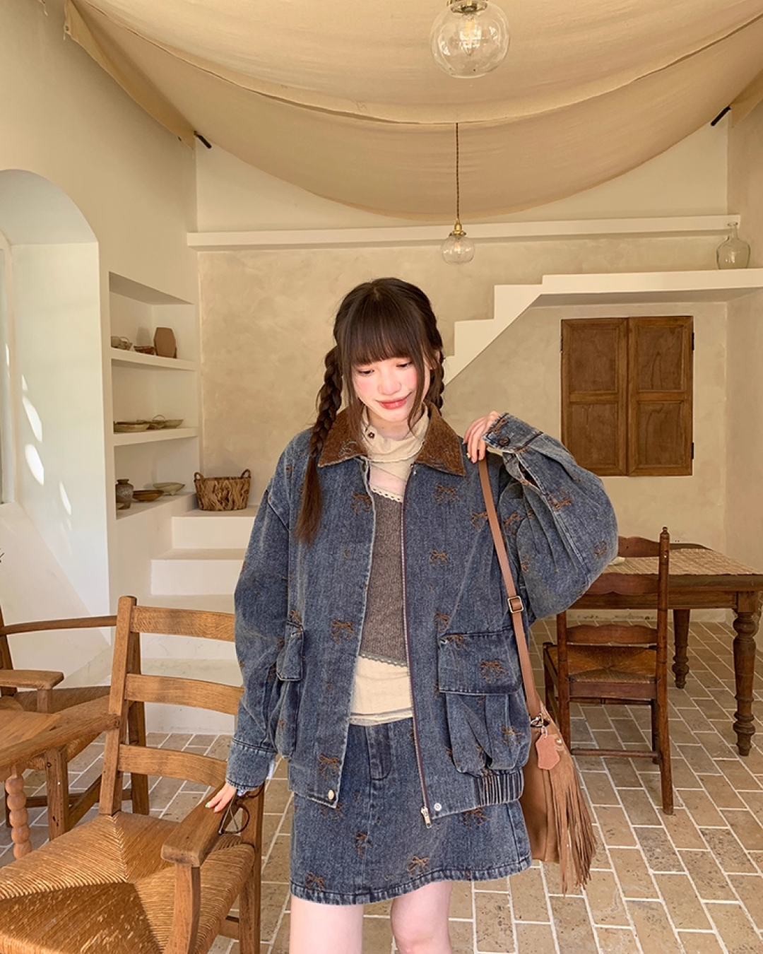 Ribbon Design Denim Matching cloth BU0041