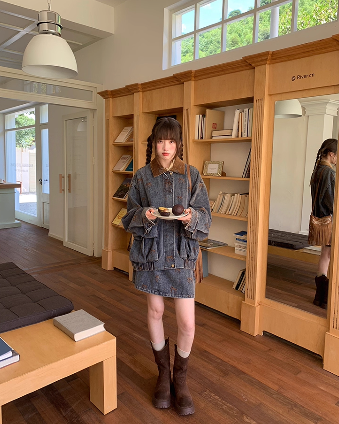 Ribbon Design Denim Matching cloth BU0041