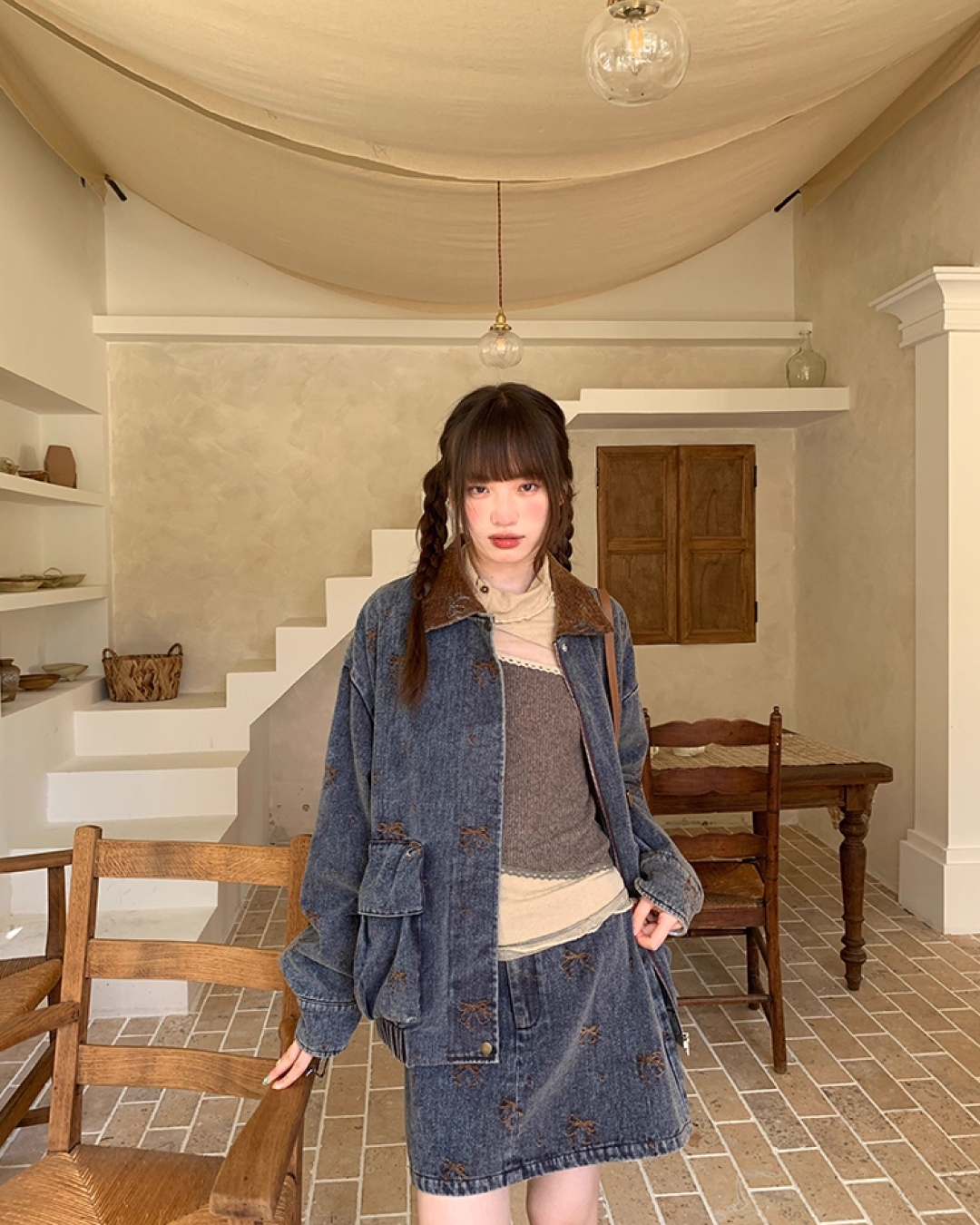 Ribbon Design Denim Matching cloth BU0041