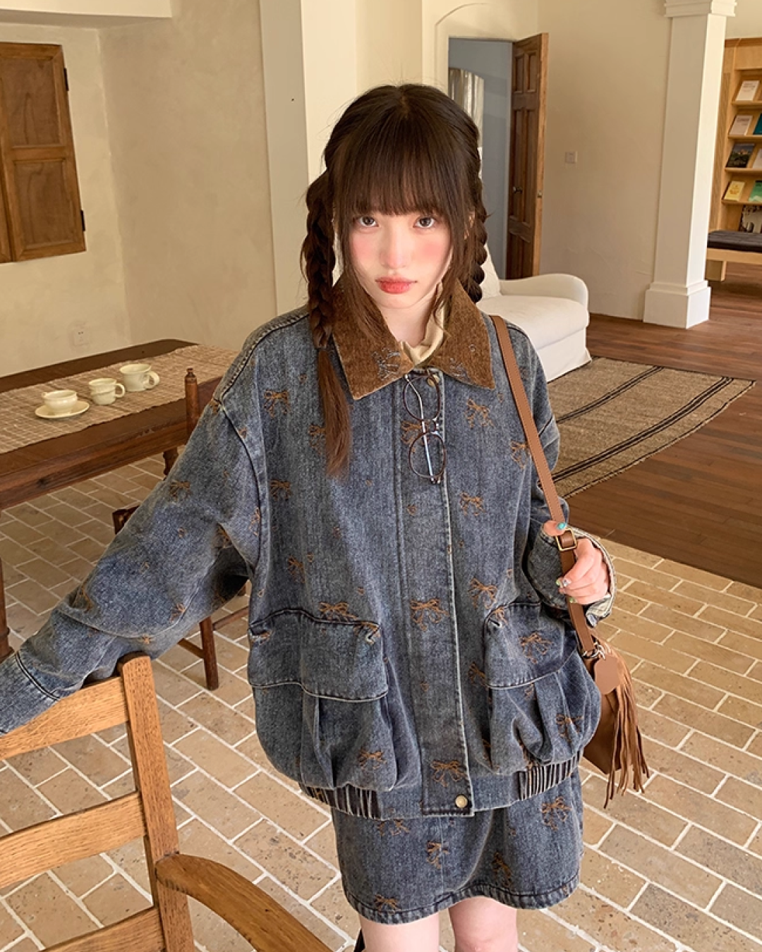 Ribbon Design Denim Matching cloth BU0041