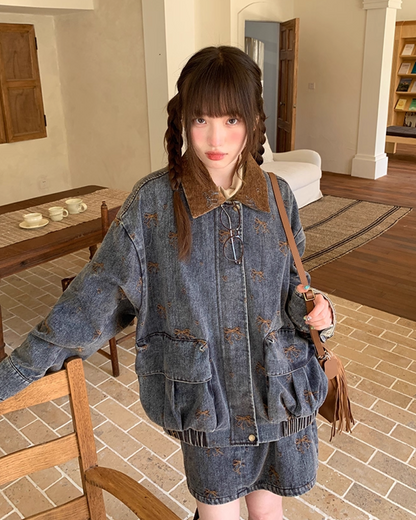 Ribbon Design Denim Matching cloth BU0041