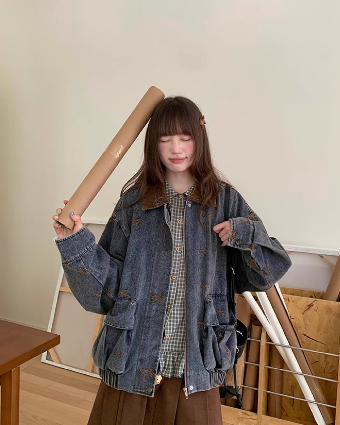 Ribbon Design Denim Matching cloth BU0041