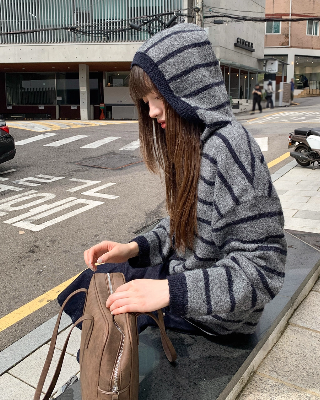 Border Knit Hoodie BU0042