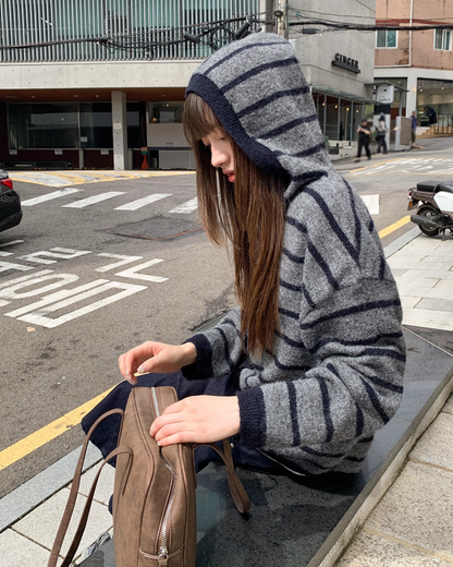 Border Knit Hoodie BU0042