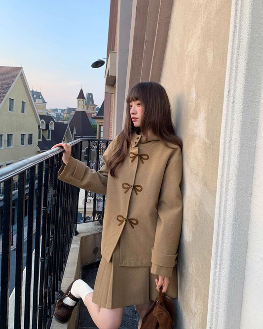 Brown Botton Ribbon Design Matching cloth BU0045