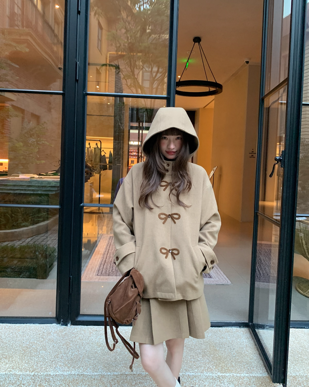 Brown Botton Ribbon Design Matching cloth BU0045