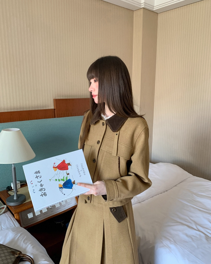 Brown Collar Switching Matching cloth BU0046