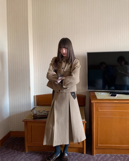 Brown Collar Switching Matching cloth BU0046