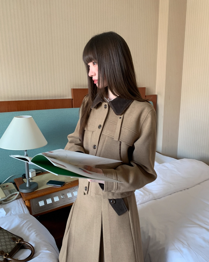 Brown Collar Switching Matching cloth BU0046