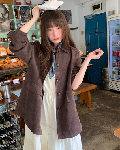 Suede Middle Length Jacket BU0049
