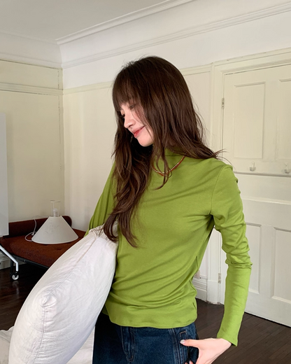 Color Middleneck Tops BU0051