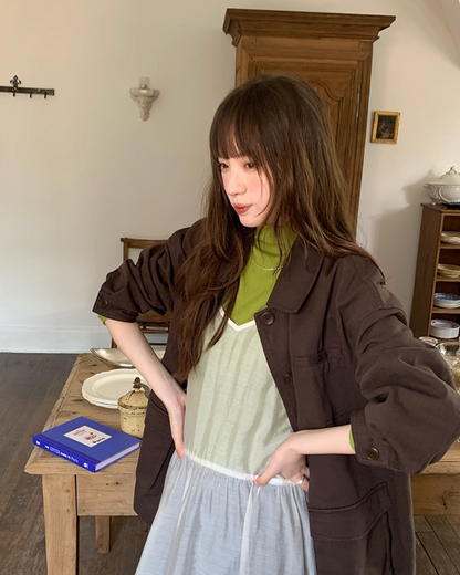 Color Middleneck Tops BU0051