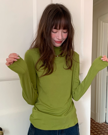 Color Middleneck Tops BU0051