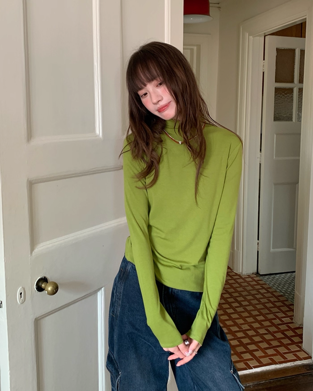 Color Middleneck Tops BU0051