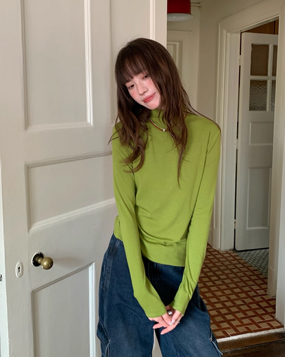 Color Middleneck Tops BU0051